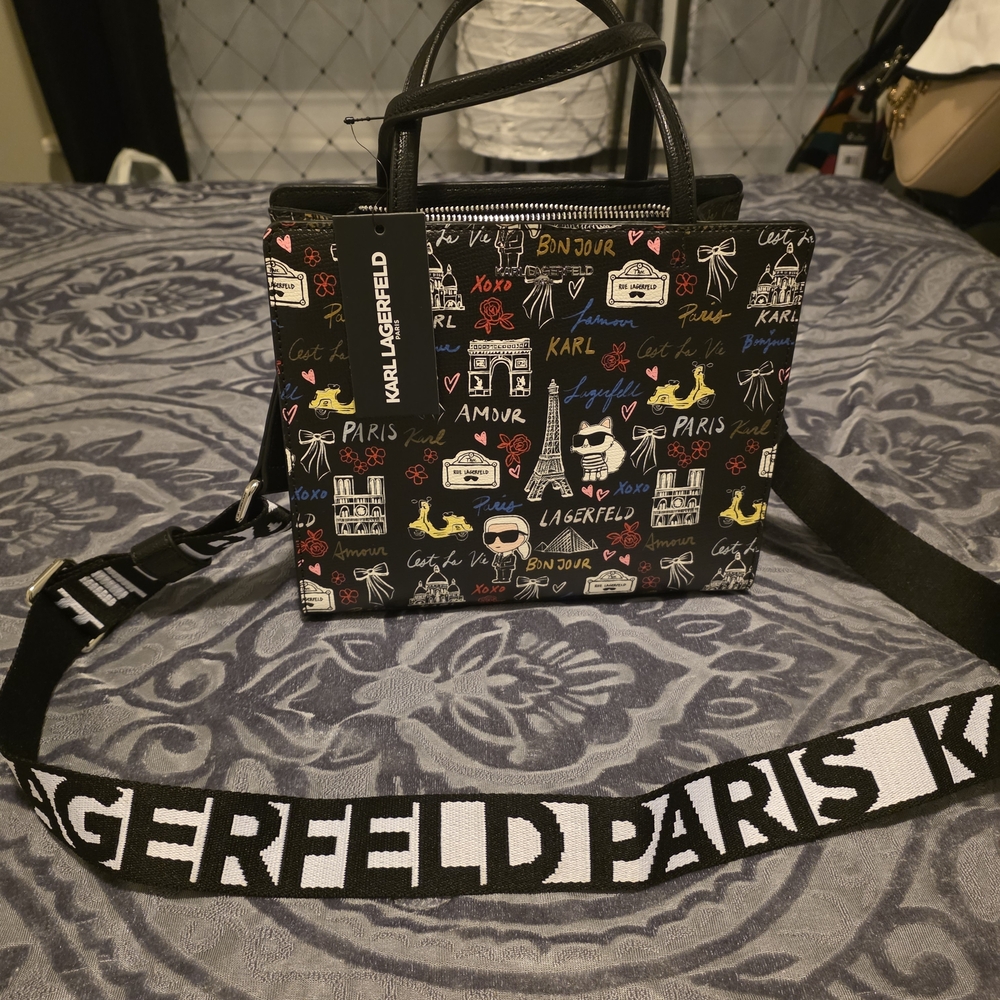 Karl Lagerfeld Black Tote with Colorful Graphics - Picture 11 of 15
